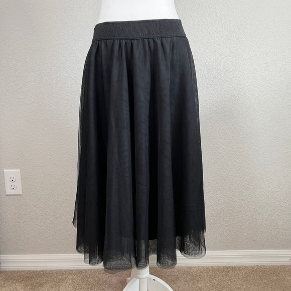Signature Collection Black Skirt Women's M Midi Tulle Mesh Elastic Waist Formal - Picture 1 of 5
